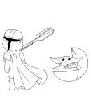 Baby Yoda camina junto al Mandaloriano