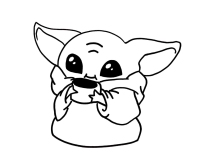 Baby Yoda comiendo