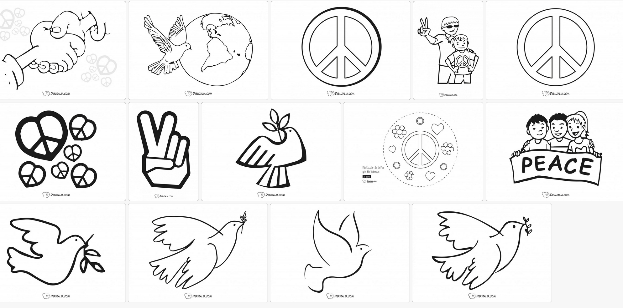 Dibujos Día de la Paz y No Violencia - Dibujalia