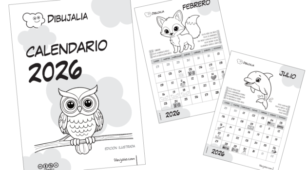 Calendario 2026 Animales para colorear