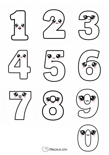 Cuadernillo de números del 0 al 9 descargable Dibujalia