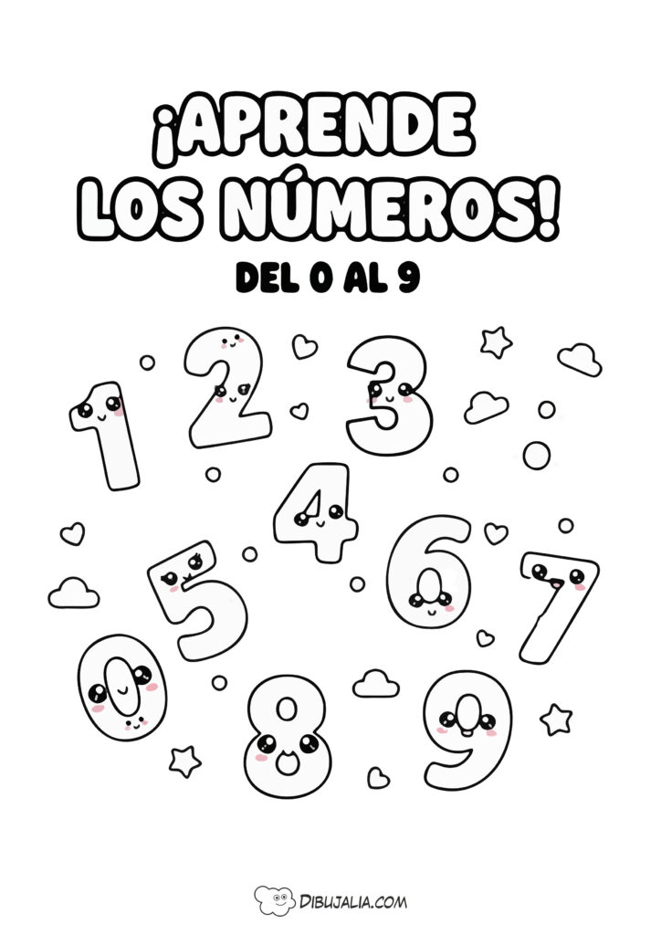 Cuadernillo de números del 0 al 9 descargable Dibujalia