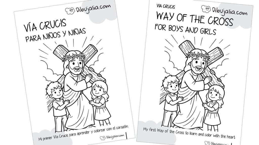 Via Crucis para niños y niñas. Aprender y Colorear