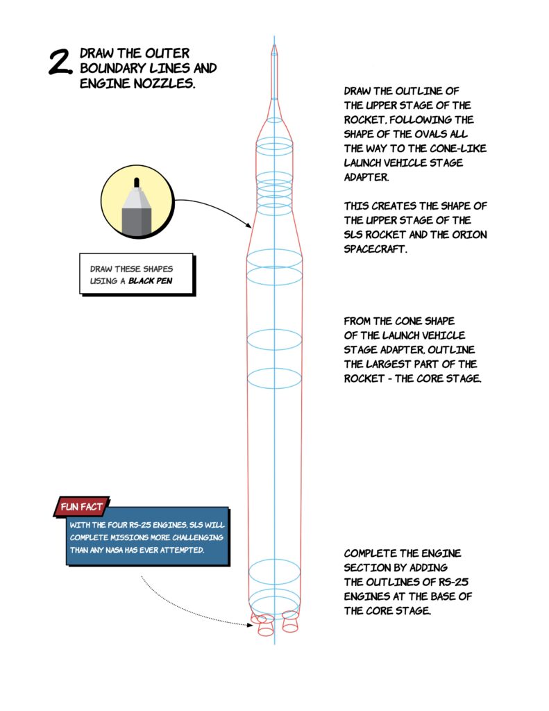 mo dibujar Space Launch System (Cohete Orion)