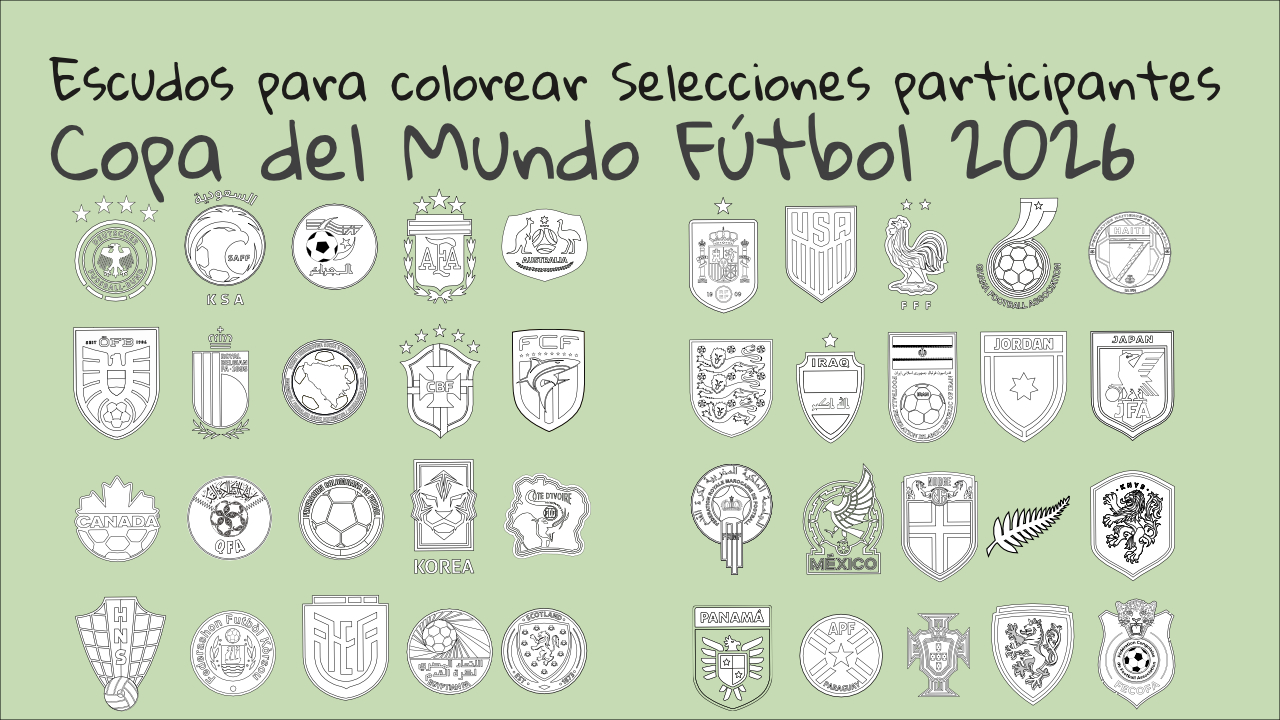 Escudos Colorear Copa del Mundo Fútbol 2026