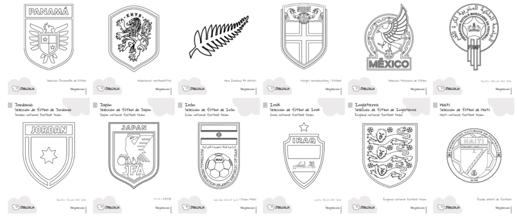 Escudos Colorear Copa del Mundo Fútbol 2026