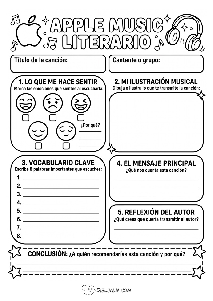 Imagen de Ficha Didáctica para Comprensión, Emociones y Vocabulario a Través de la Música